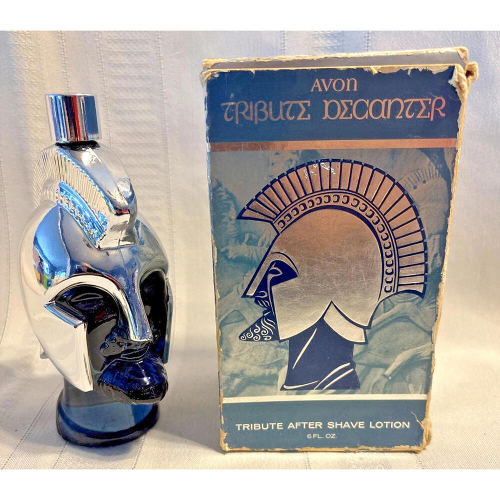 Vintage Avon Tribute Decanter Ribbed Warrior After Shave UNUSED IN ORIGINAL BOX